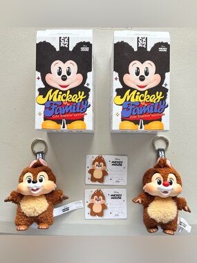 POP MART x Mickey Family Cute Together Keychain Series Chip And Dale Set